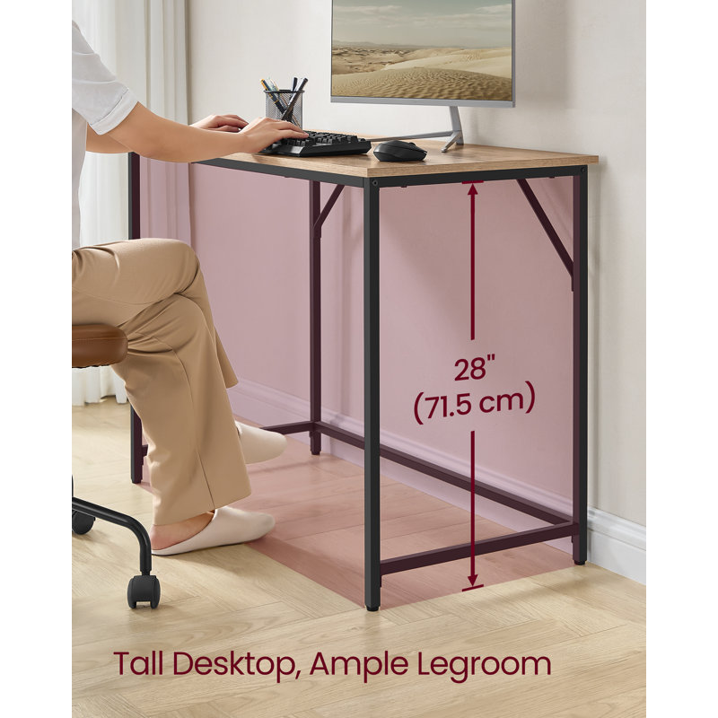 Jana Metal Top Writing Desk, 76cm H x 100cm W x 50cm D, Camel Brown/Black
