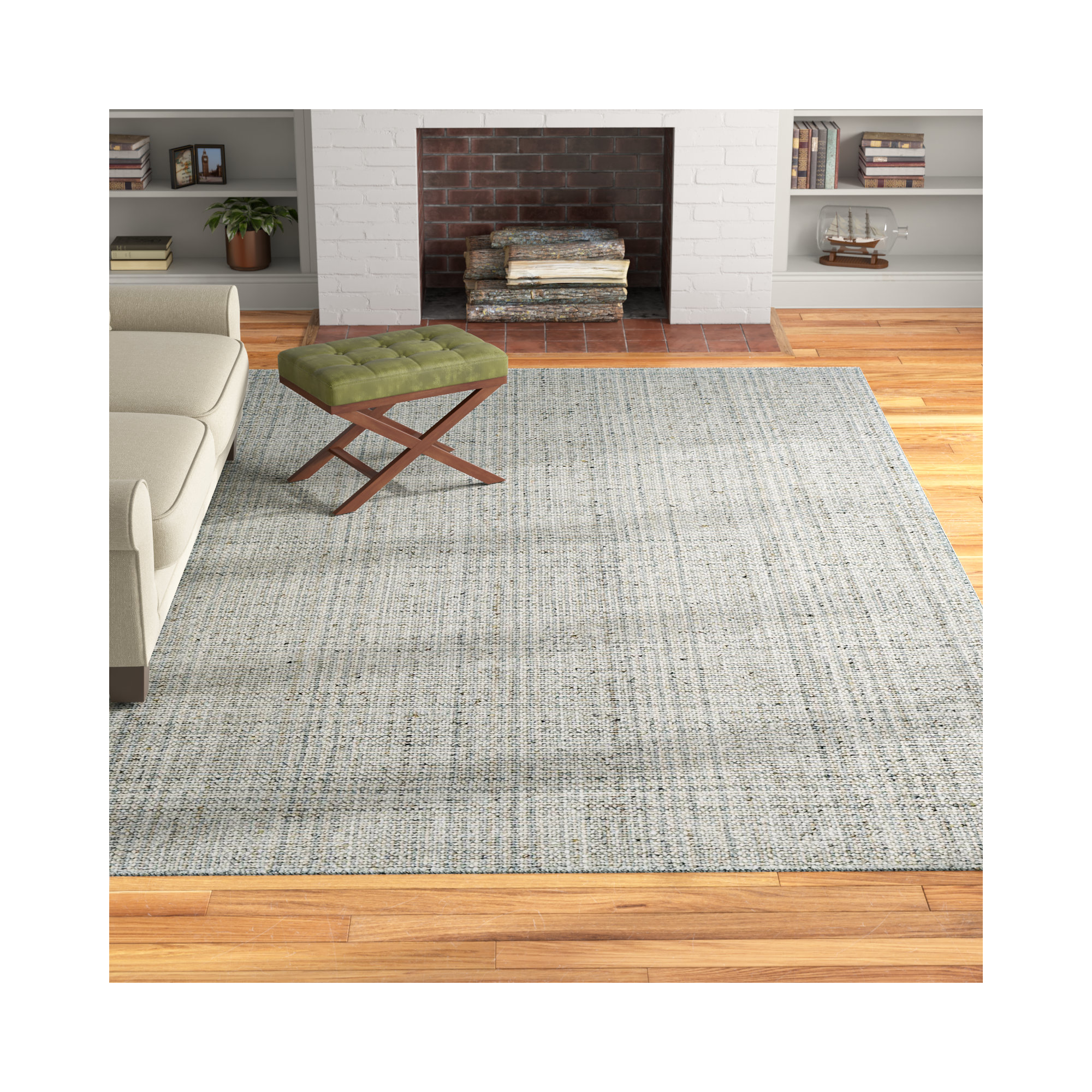 Jerrika Handmade Recycled P.E.T White Indoor/Outdoor Rug, Rectangle 8' x 10'