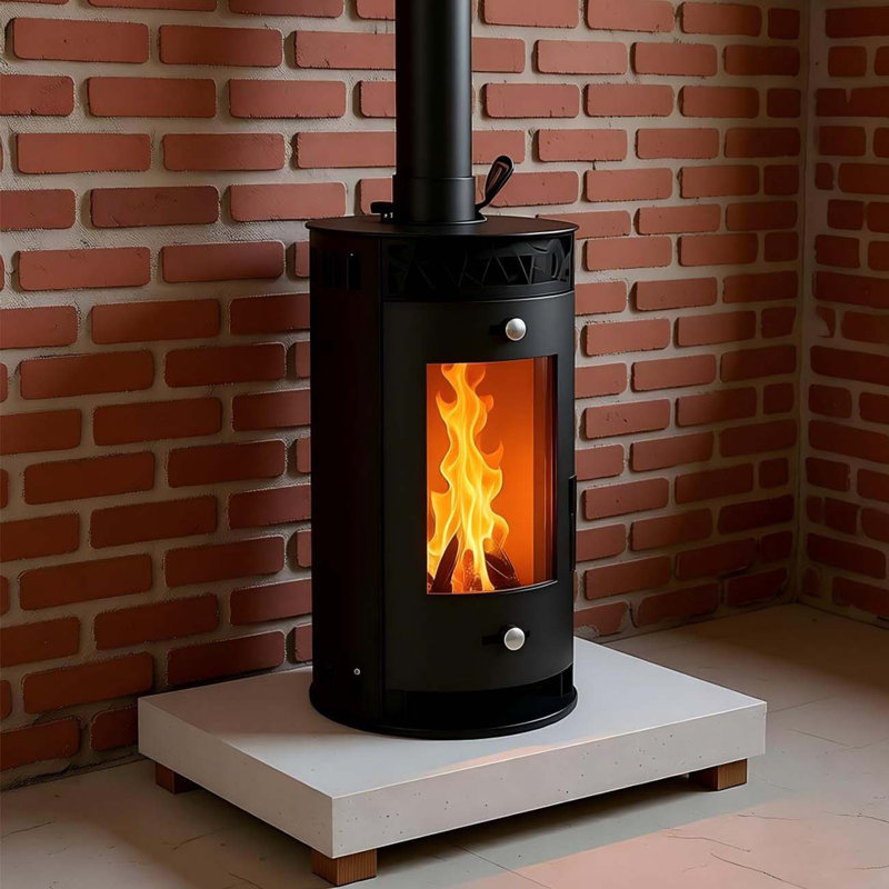 Foyer à bois cylindrique domestique