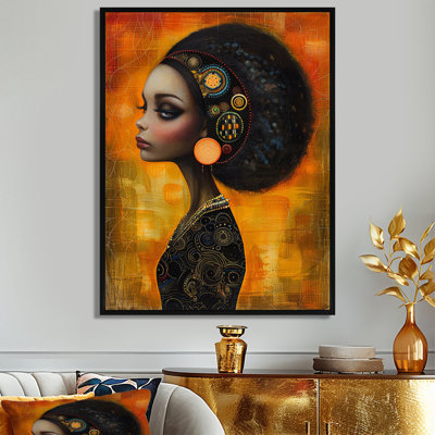 Sad Grace Afro American Stylish Vintage Portrait - Modern Woman Wall Art Decor