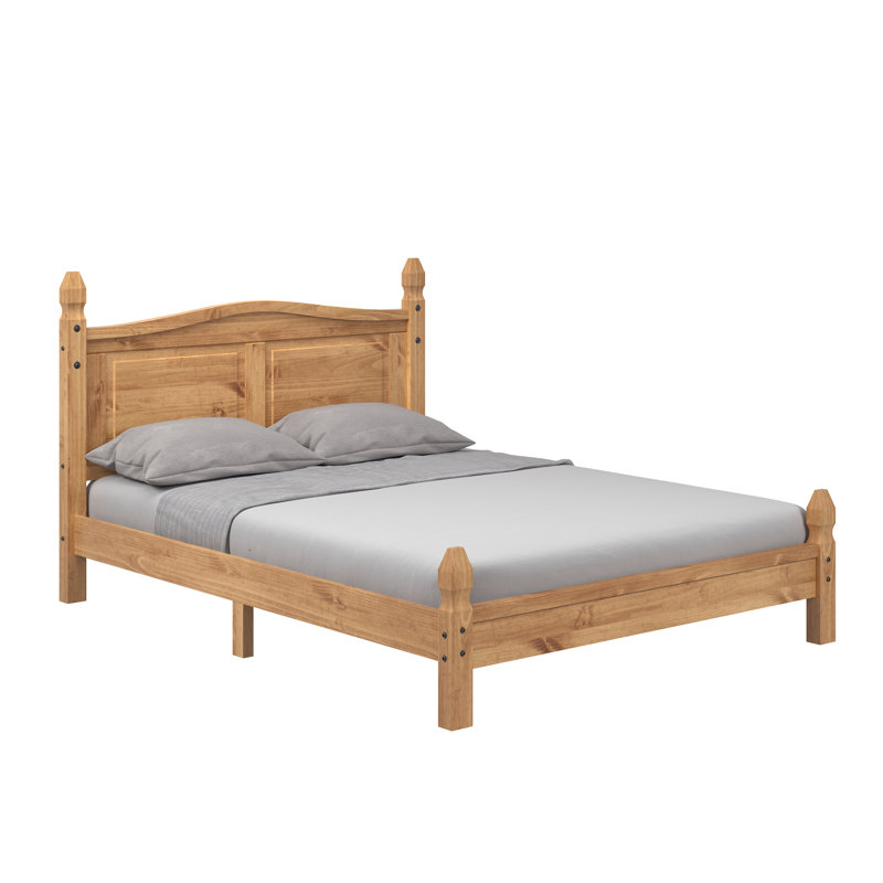 Structure de lit plateforme en bois massif avec tête de lit Alcott Hill Farmhouse, Lit double