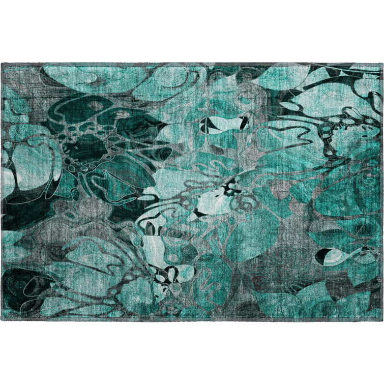 Premium Machine Washable Cerrito AMF558 Teal Rug