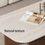 Table basse 51,2 po en bois brun avec plateau en pierre, pieds réglables en noyer et surface en pierre frittée beige-1736052945