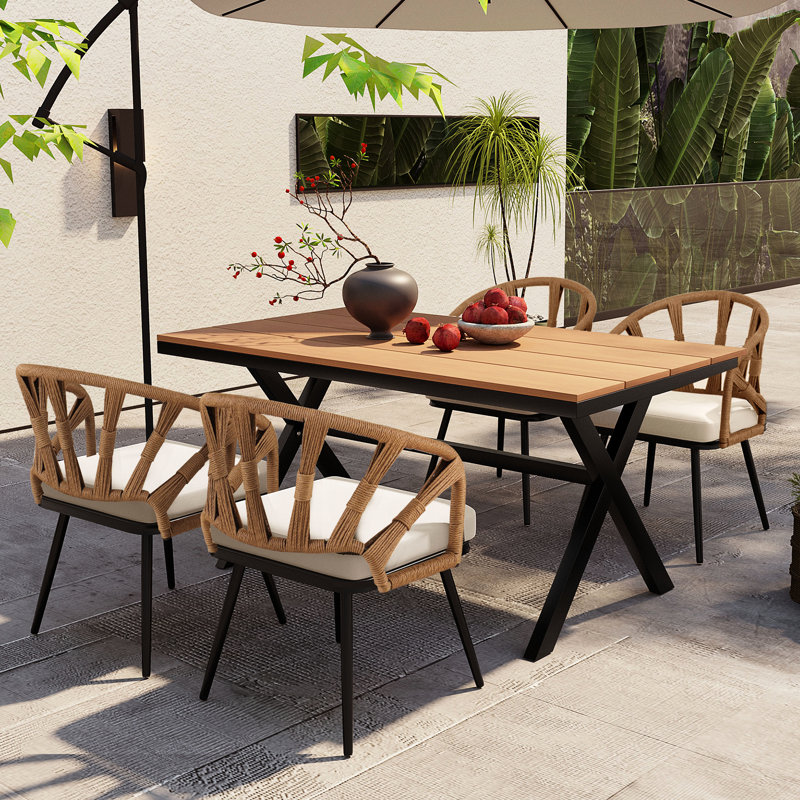Contemporary Outdoor Table Tennis With Pe Chairs And Weather- &, Dark Yellow