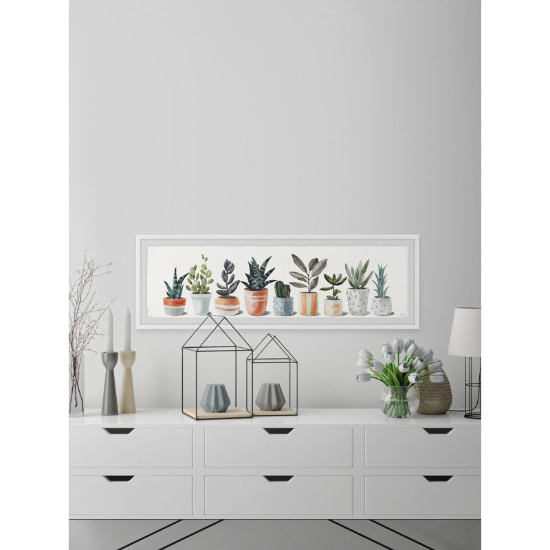 Geometric Painted Pots by Marmont Hill - Single Picture Frame Painting, 25cm H x 76cm W