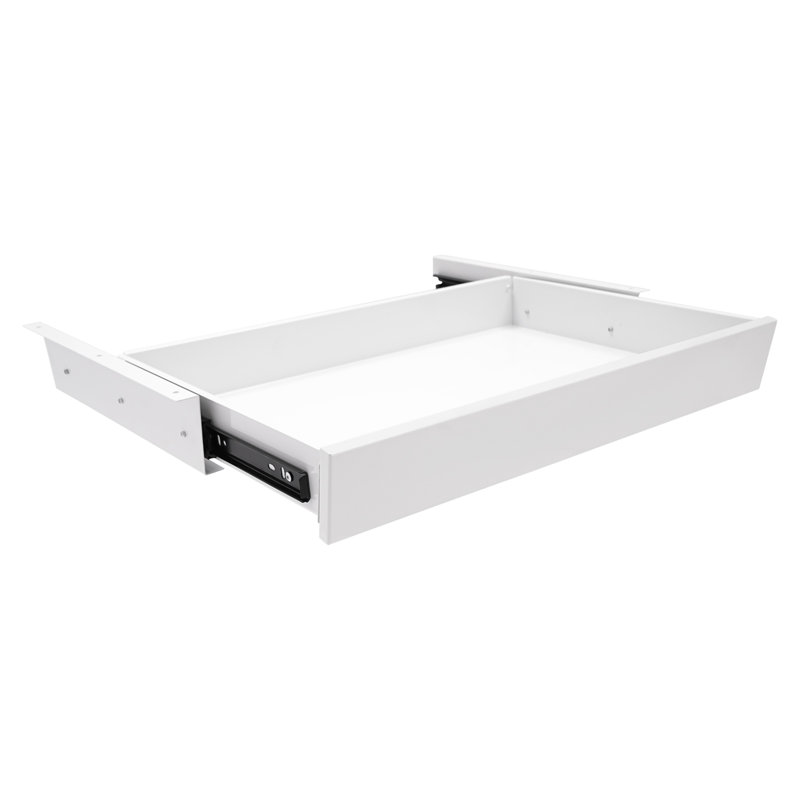 Under Desk Mounted Sliding Pull-Out Drawer Storage Organizer, White