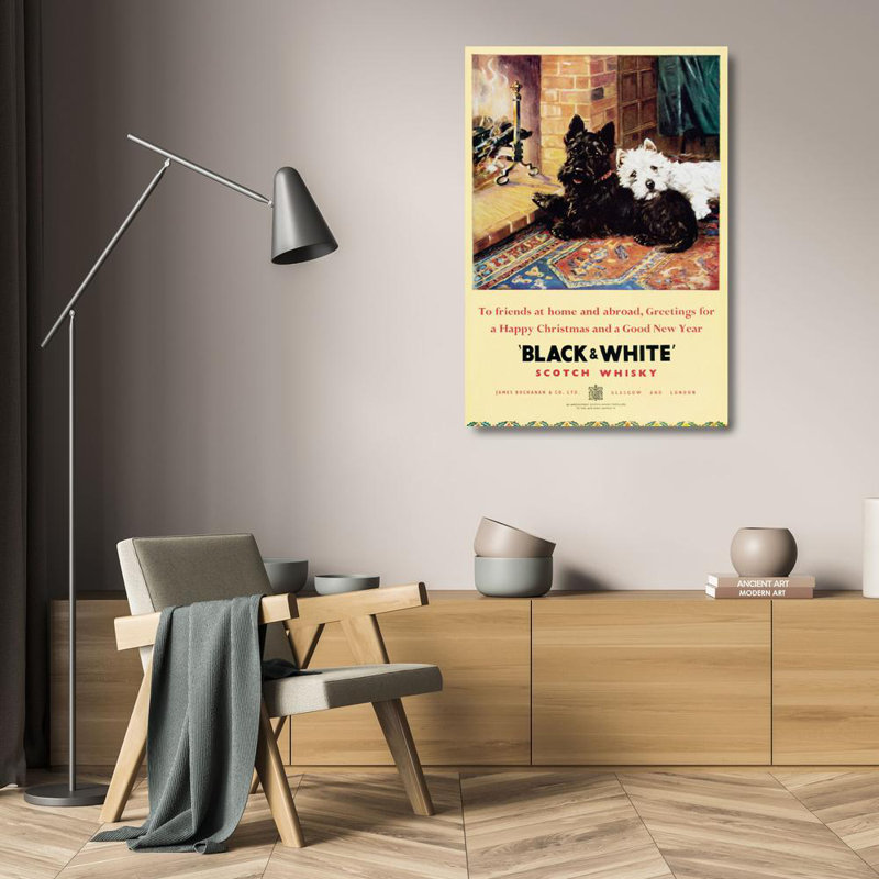 Black and White Scotch Whiskey, 24" H x 17" W