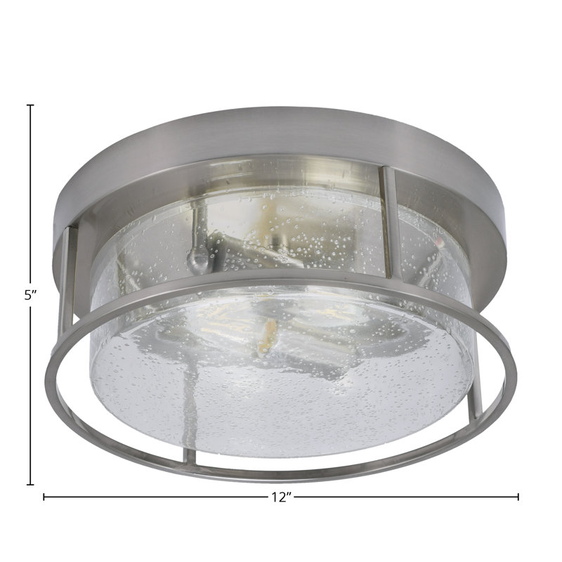 Plafonnier encastré 16 po, 3 ampoules, avec verre transparent, Nickel brossé, H 5 po x l 12 po x P 12 po, Clair