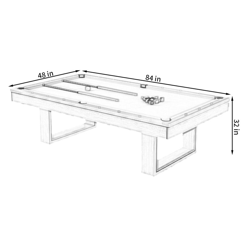 Pool Table, 32" H x 84" L x 48" W