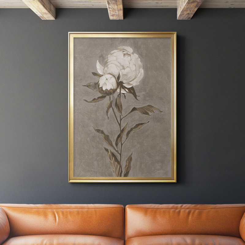 Impression encadrée de qualité supérieure «PRÉTÉ COMME PEONY II» - prête à être accrochée, Doré, H 30,5 po x l 22,5 po