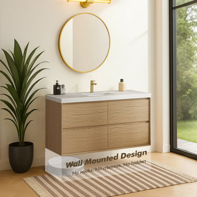 Melihcan 48 Inch Floating Wall-mounted Bahtroom Vanity With Single Sink