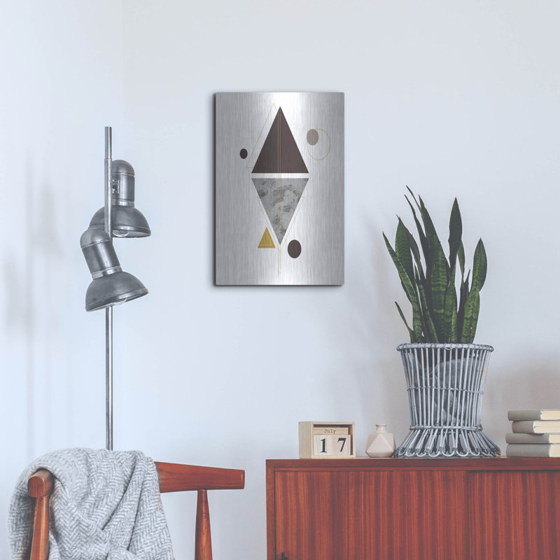 Orren Ellis «Deco Black Triangle» par Sabrina Balbuena, art mural en métal, H 24 po x l 16 po