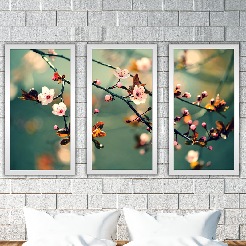 Floral - Ensemble de 3 reproductions de photos sur acrylique, H 33,5 po x l 52,5 po x P 1 po