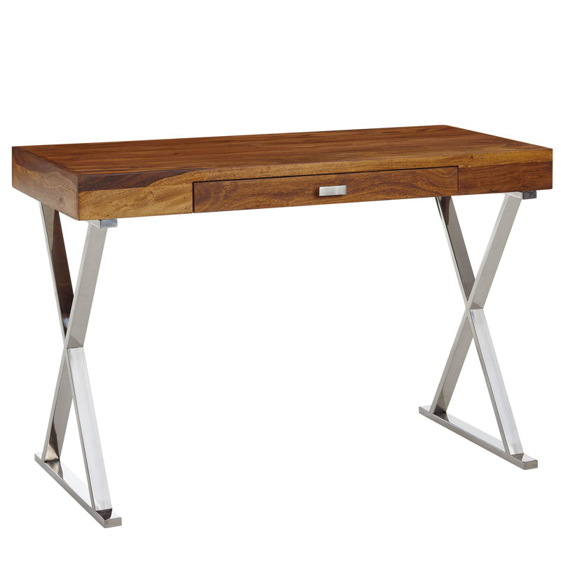 Alrick Stainless Steel Writing Desk, Chrome