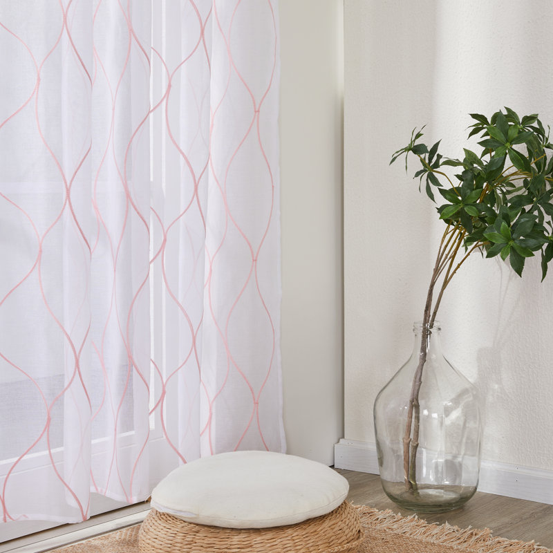 Bravar Sheer Curtain Pair, Pink, 52" W x 84" L
