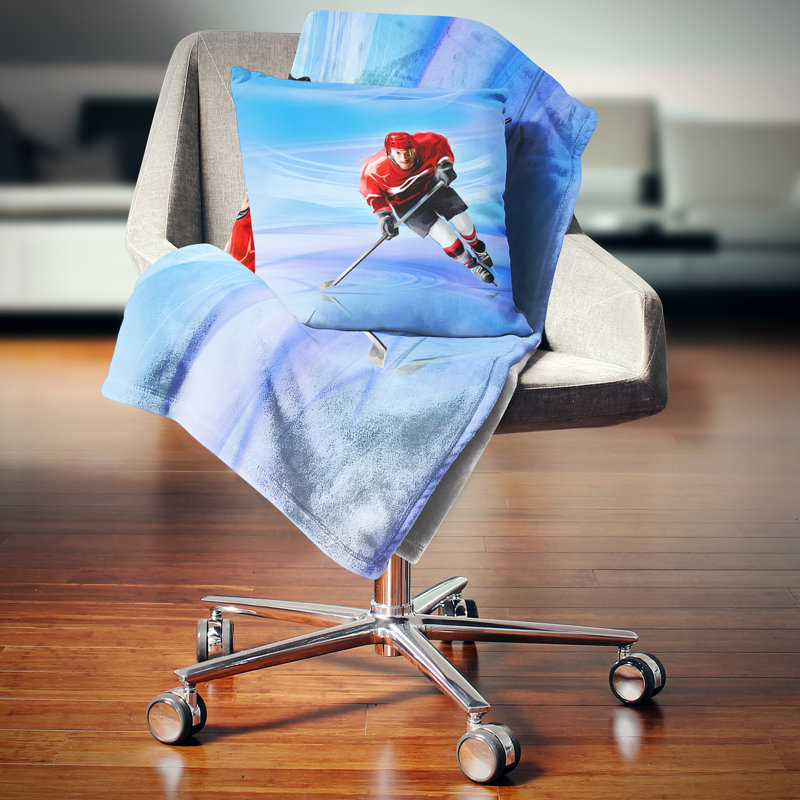 Male Hokey Player - Portrait Printed Pillow, Throw Pillow, 16" x 16"