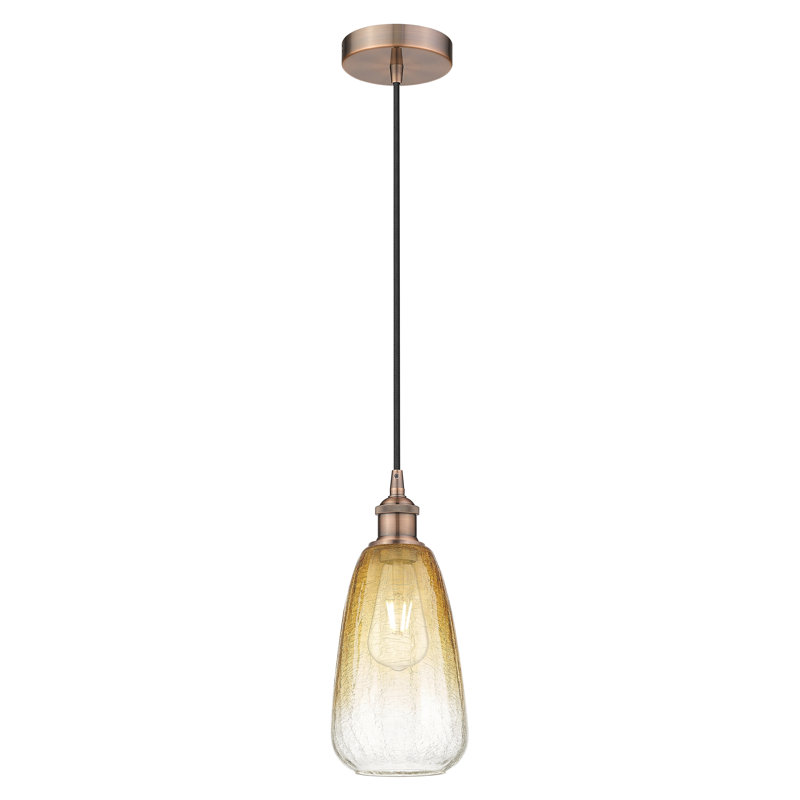 Mini-luminaire suspendu avec cordon 6 lumières Edison, Ambre, Cuivre antique