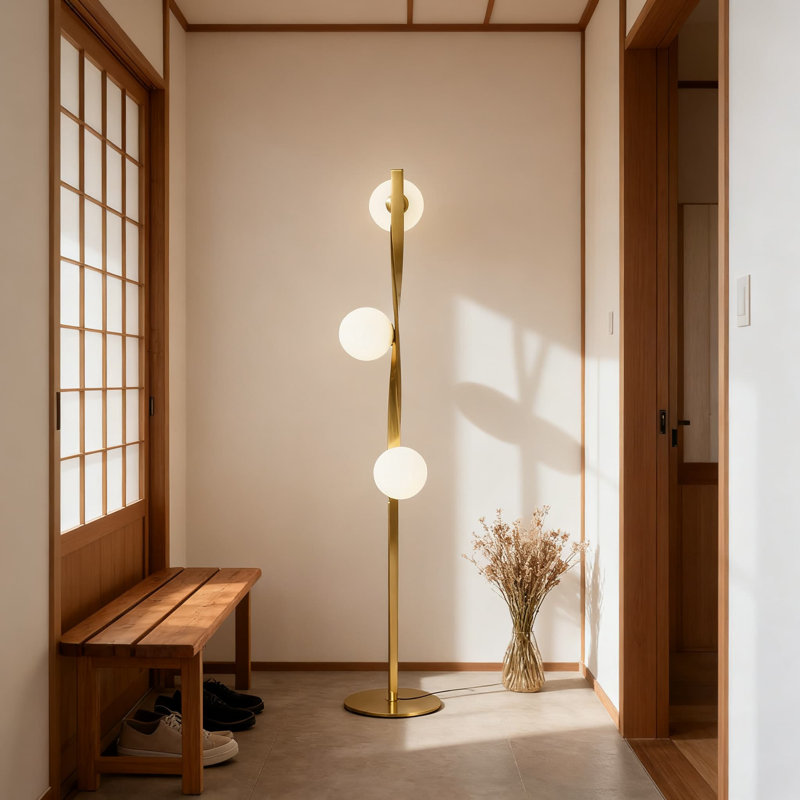 Mid-Century Modern Floor Lamp With 3 Globe Led Lighting For Living Room, Bedroom & Office - Smart Compatible Standing Lamp With Warm Light