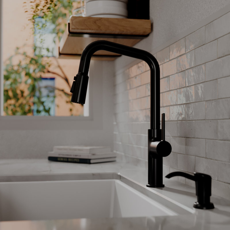 Karran Stalbridge Single Handle Pull-Down Sprayer Kitchen Faucet in Spot-Free, Matte Black