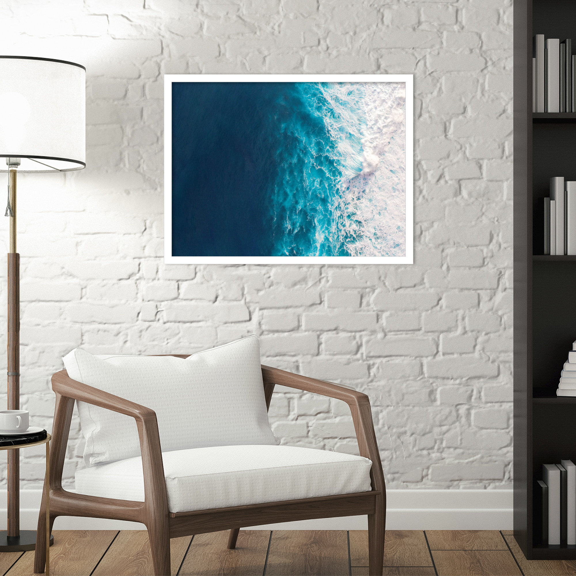 Seascape Of Splashing Waves by The Creative Bunch Studio, White, 19" H x 25" W x 1" D