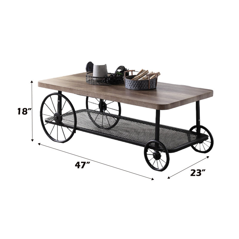 Table basse grise et chêne avec tablette pour un intérieur élégant dans un espace de vie décoratif