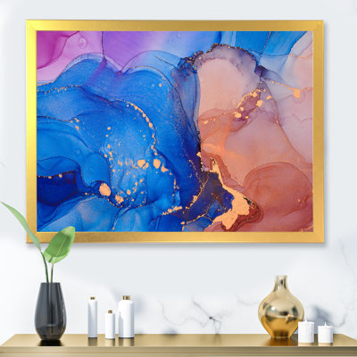 Art liquide bleu et orange I - reproduction sur toile