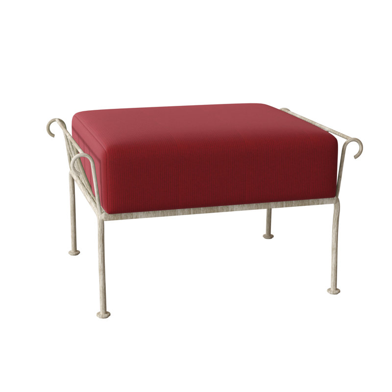Repose-pieds d'extérieur avec coussin Terrace, Denver Scarlett Sunbrella®, Blanc patiné