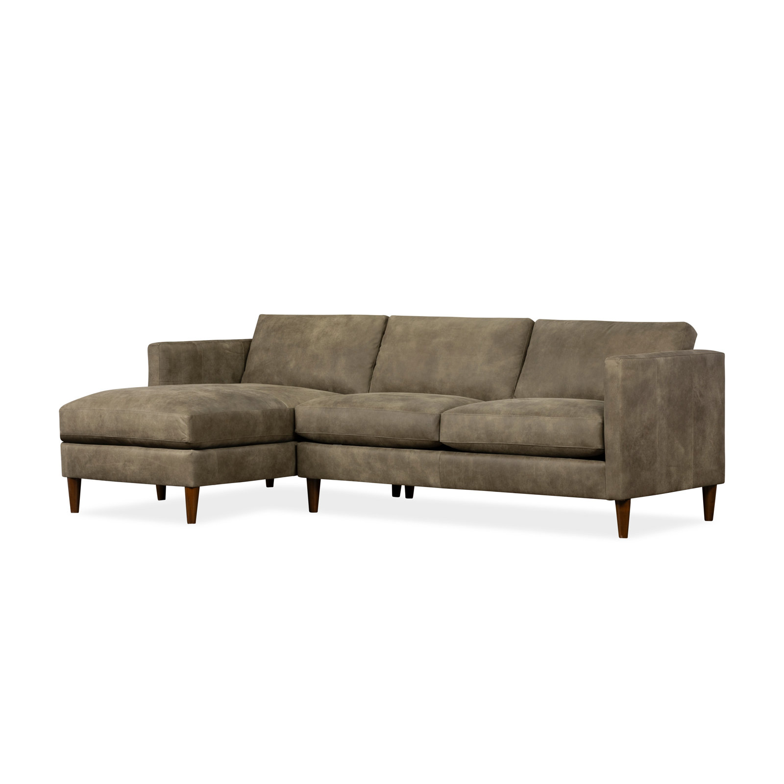 Clifford 2-Piece Genuine Leather Sectional with Sinuous Springs, Left Hand Facing, Cordoba Camel Top Grain Leather