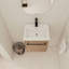 Meuble-lavabo flottant mural 18 po avec lavabo en céramique et porte d'armoire à fermeture en douceur, pour petite salle de bain