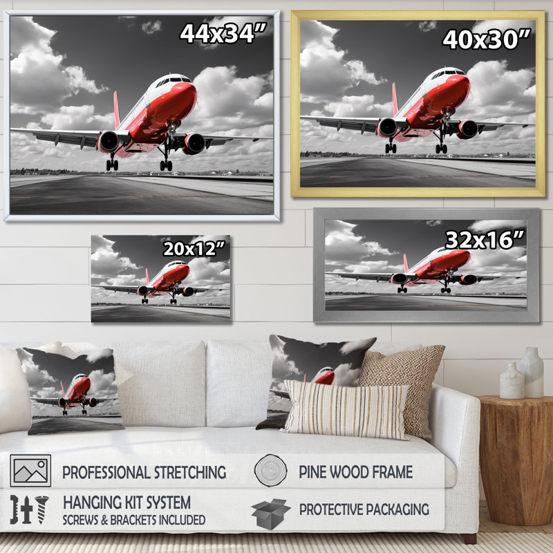 Grey Flight Of Dreams - Transportation Canvas Prints, H 24 po x l 32 po x P 1 po, Cadre flottant doré