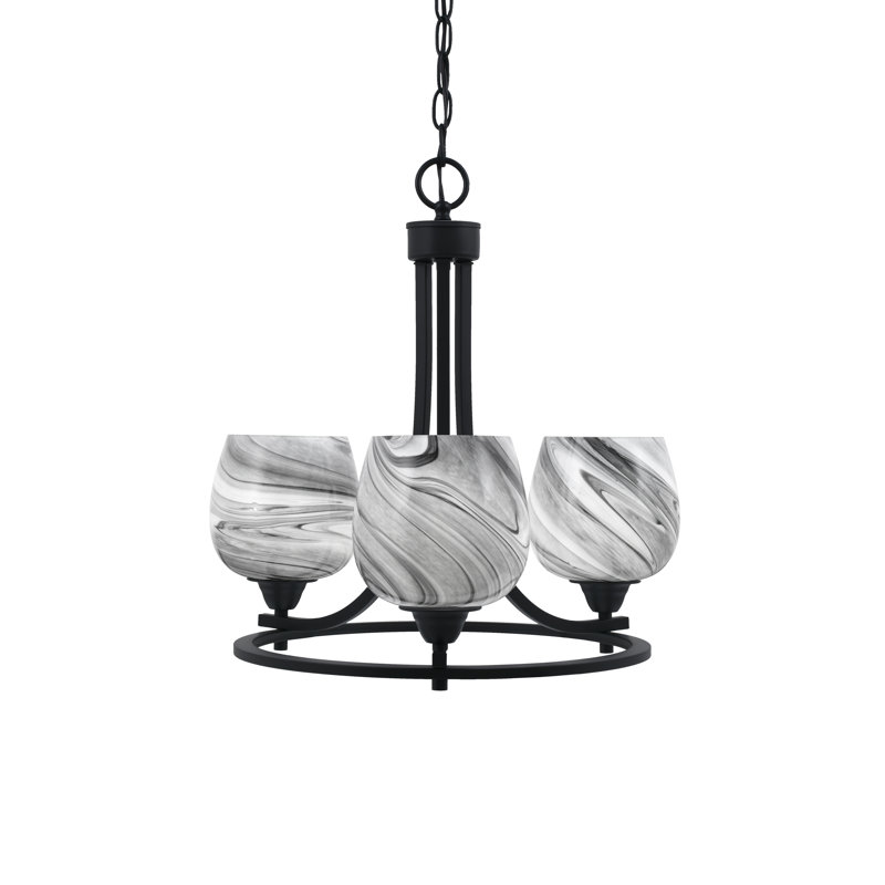 Lustre 3 lumières Paramount, Gris / Blanc
