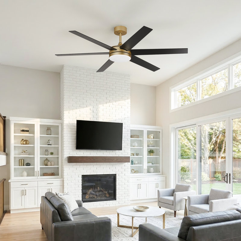 Grand ventilateur de plafond moderne intelligent de 60 po avec lumières DEL 3CCT à intensité variable, moteur CC réversible à 6 vitesses, minuterie, télécommande et contrôle d'apps