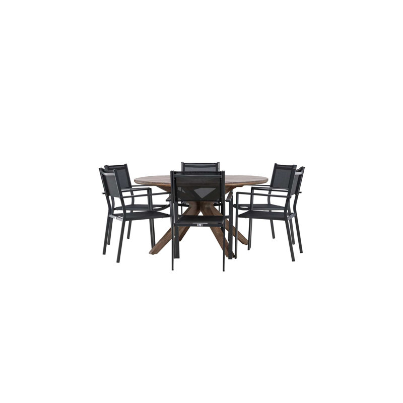 Kluesner 6 - Person Patio Dining Set with Round Table, Black