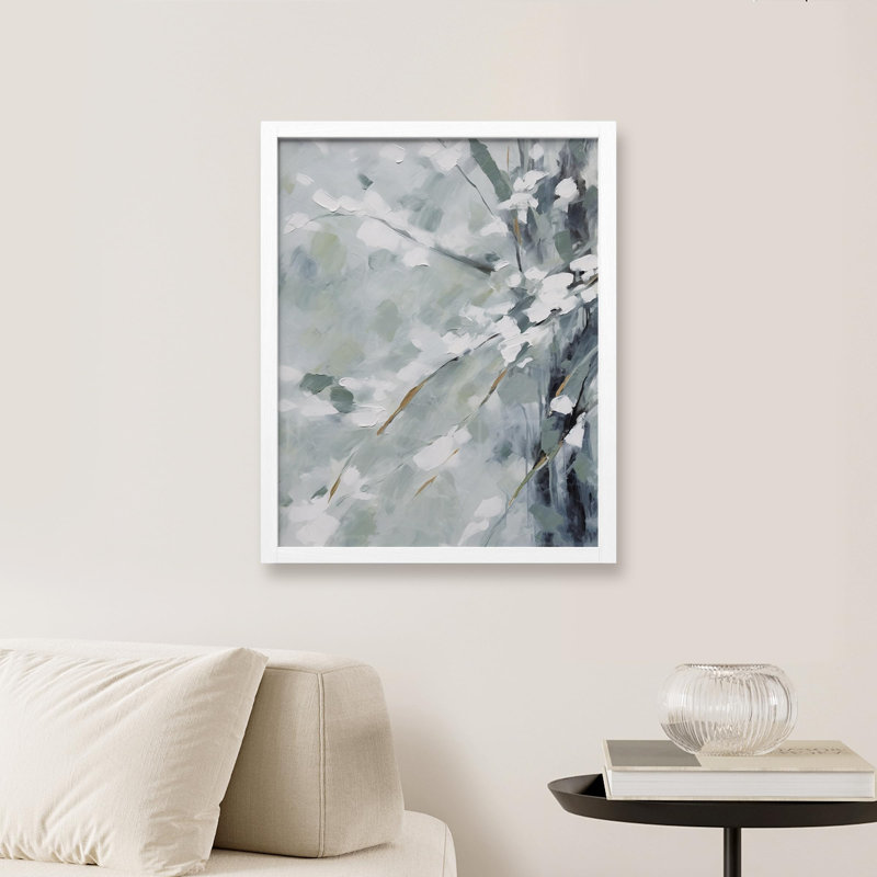 «Abstract Floral Brushstrokes» sur papier, Blanc, H 10 po x l 8 po