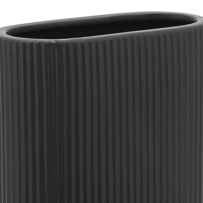Vase en céramique Brix, H 8 po x l 7 po x P 3 po, Noir