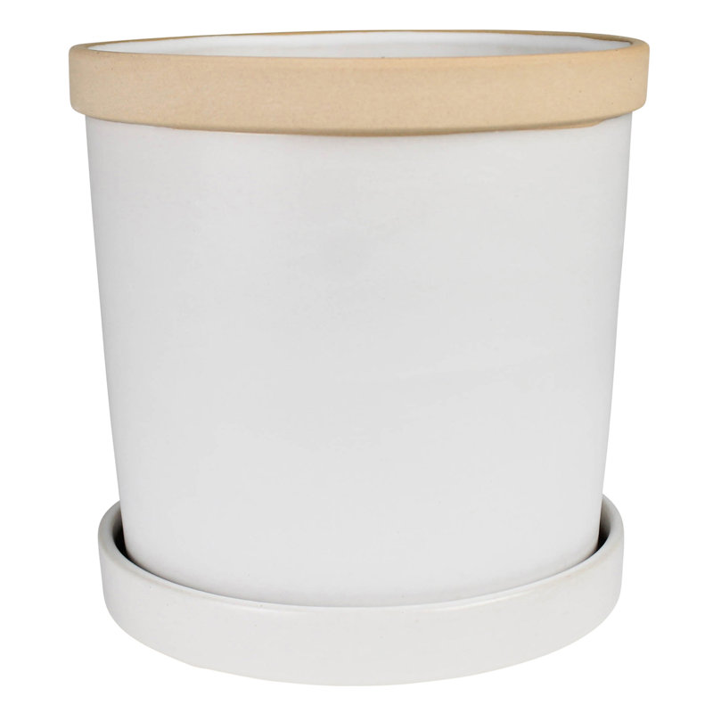 June Cachepot With Saucer, Ceramic - 4”
