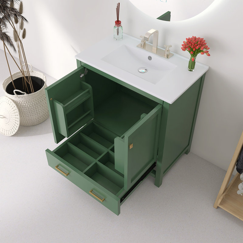 Meuble-lavabo vert 30 po avec lavabo simple