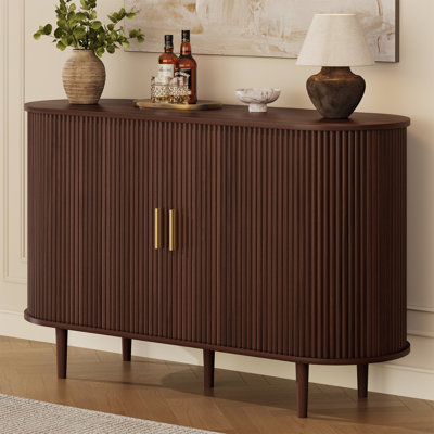 47" Sideboard Buffet Cabinet with Sliding Tambour Doors, Adjustable Shelves & Storage Cabinet for Kitchen, Dining Room