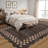 Scalloped Area Rug Modern Bordered Accent Carpet, Non-Slip Geometric Floor Cover, Stain-Resistant Low Pile Indoor Mat, Easy to Clean Rugs-1731408824