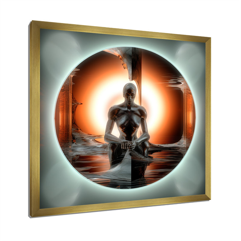 A.I. Sci-Fi Dreams Of Singularity I, Cadre doré à une seule photo, H 16 po x l 16 po x P 1 po