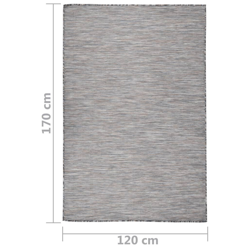 Barfuss Outdoor Flatweave Rug Brown and Blue, Rectangle 120 x 170cm