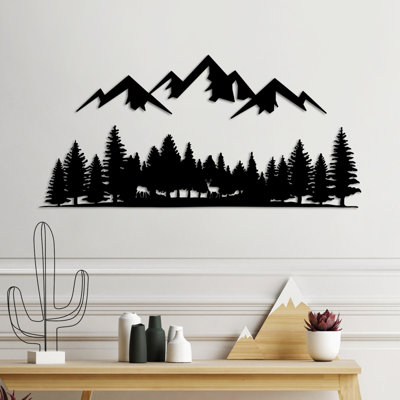Elegant Black Decorative Metal Wall Accessory (2 Pieces) | Includes 21.3 x 5.5 inches & 27.6 x 13.0 inches | 100% Metal, Thickness: 0.06 inches | Perfect for Home Décor, Easy Wall Hanging Design