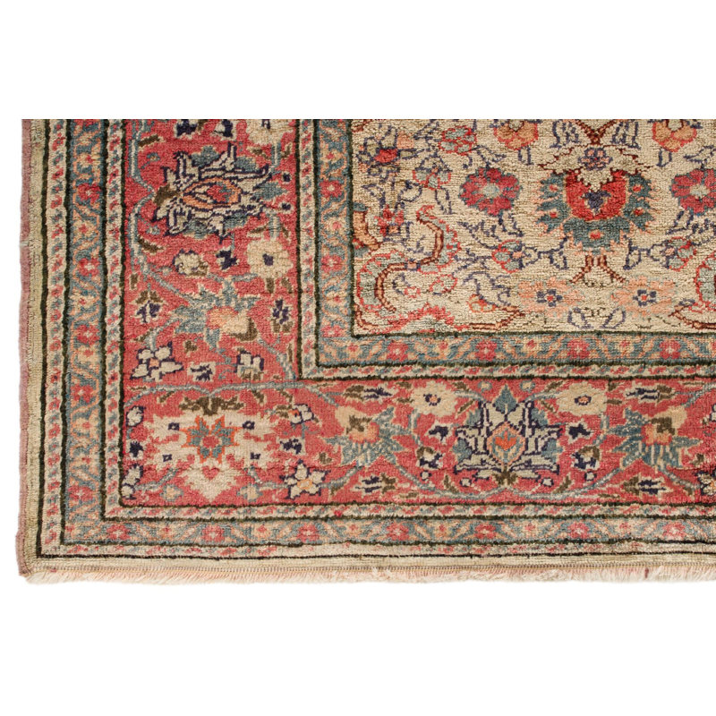 Tapis turc traditionnel ivoire et rose 4x6