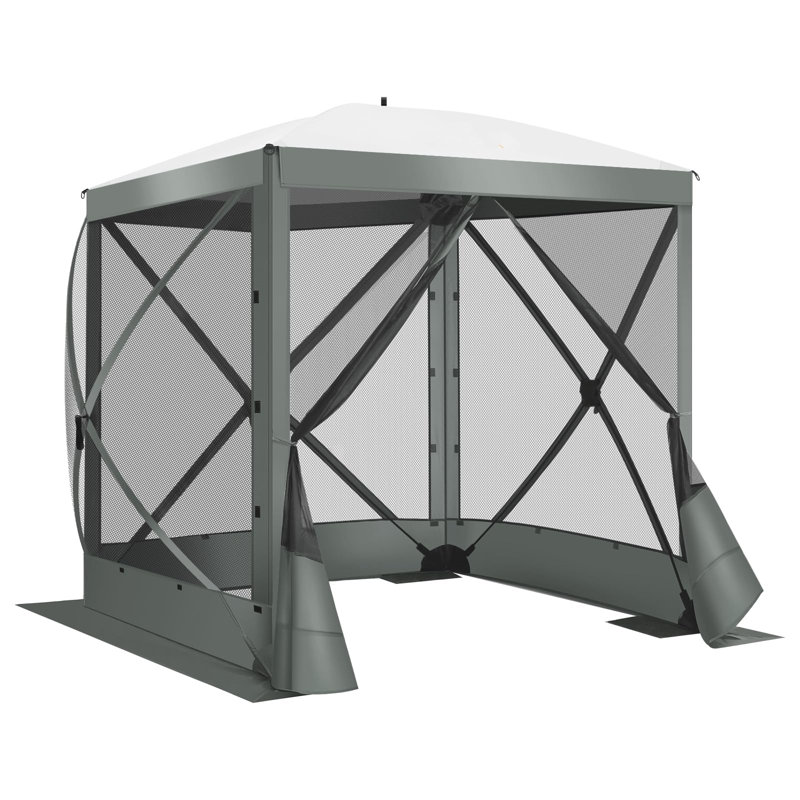 6FTx6FT Screen Room with Mosquito Netting, Hub Tent Instant Screened Canopy with Carrying Bag and Ground Stakes, Gray