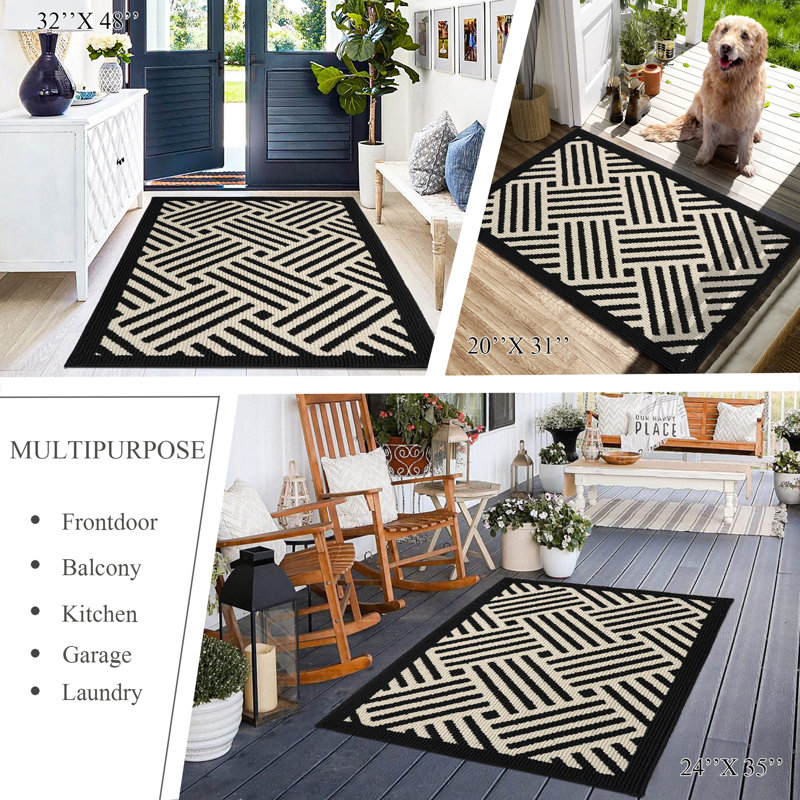 Premium Indoor Outdoor Doormat,Machine Washable Low Profile Non-Slip Rug for Front Back Door,Entry, L 32 po x L 48 po