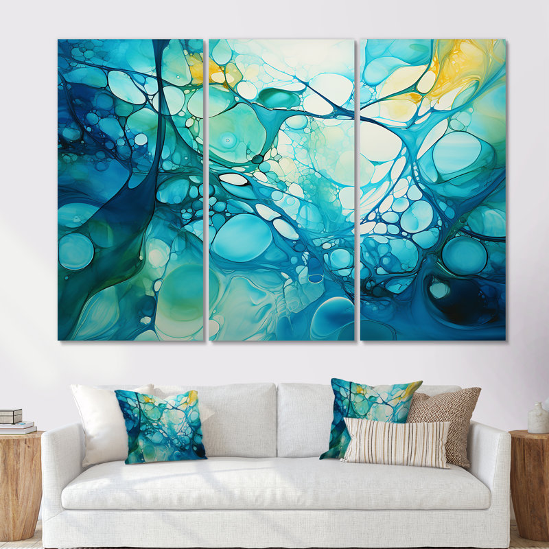 «Green and Yellow Gleaming Ink III - Abstract Collages», art mural, H 28 po x l 36 po x P 1 po, Toile tendue