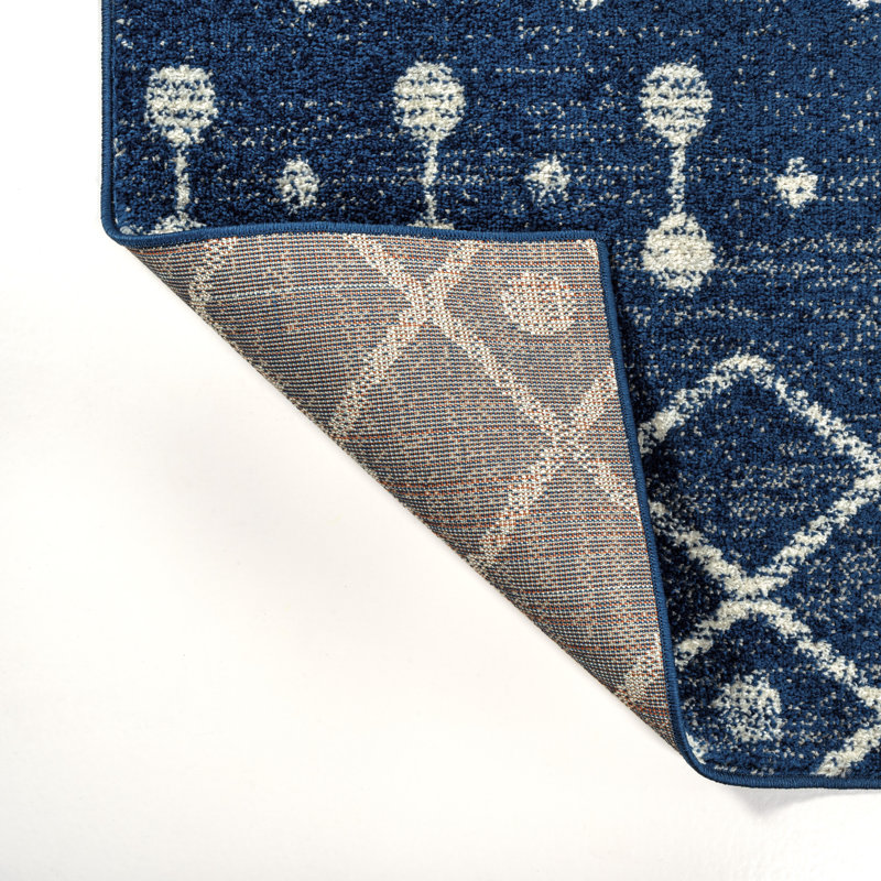 Tapis bleu marine / crème Keenon Beni Souk, Rectangle 4pi x 6 pi