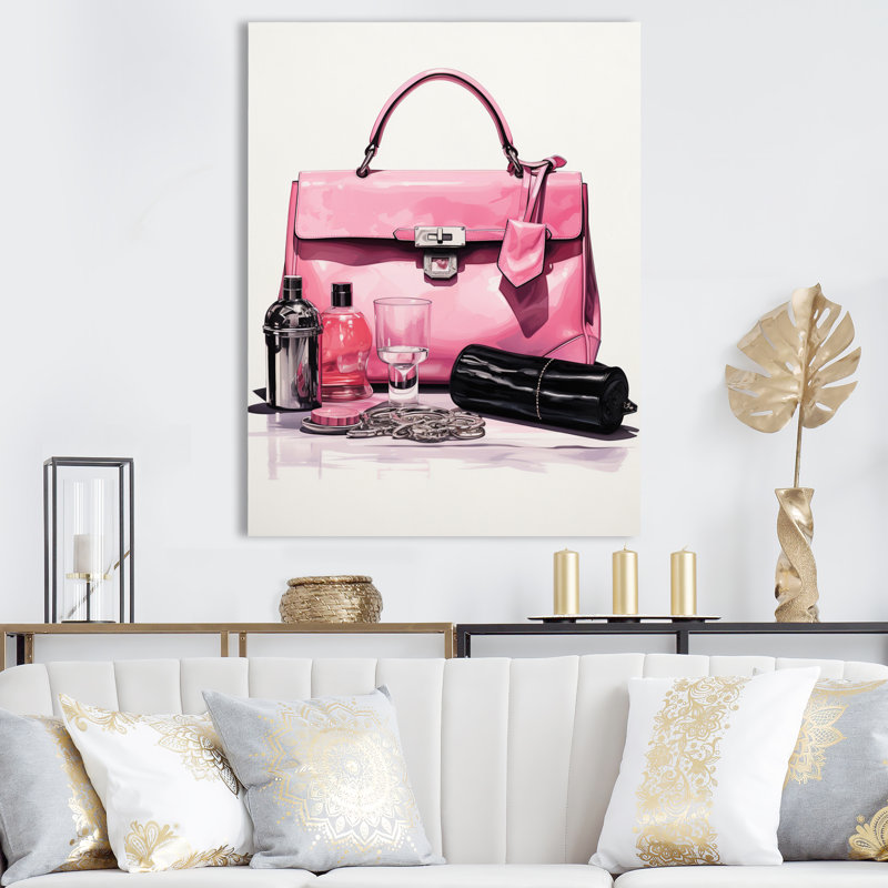 Sac de mode Klayton et parfum noir et rose II - imprimé, H 32 po x l 24 po x P 1 po, Toile tendue