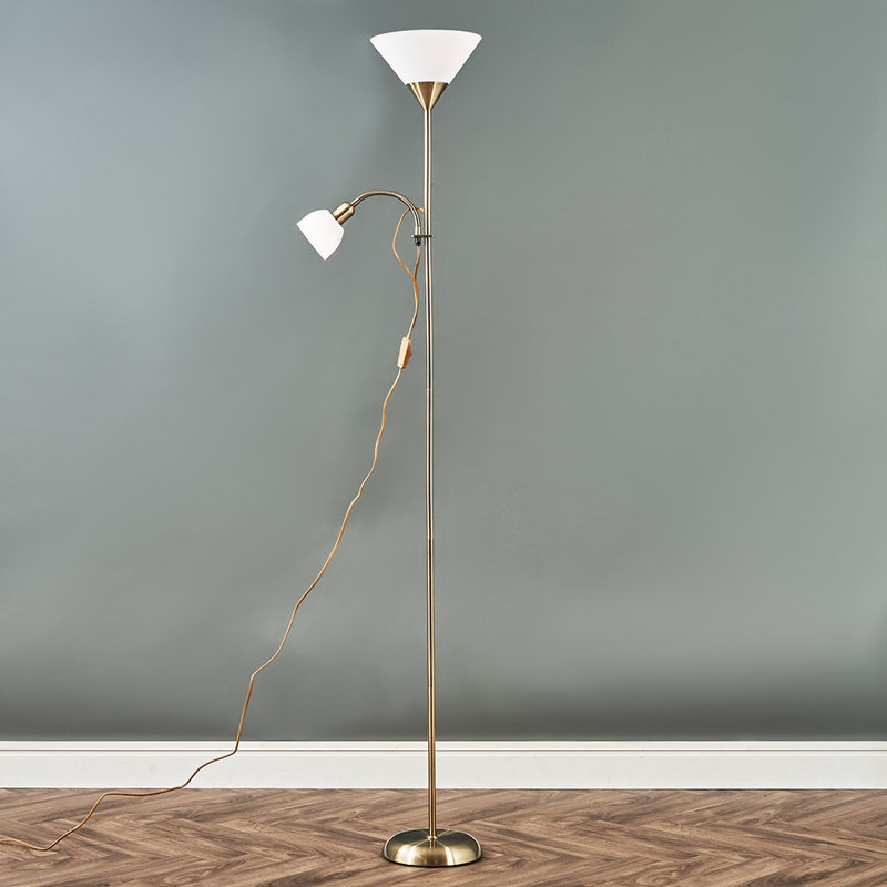 Hatton 176cm Torchiere Floor Lamp, Antique Brass, No