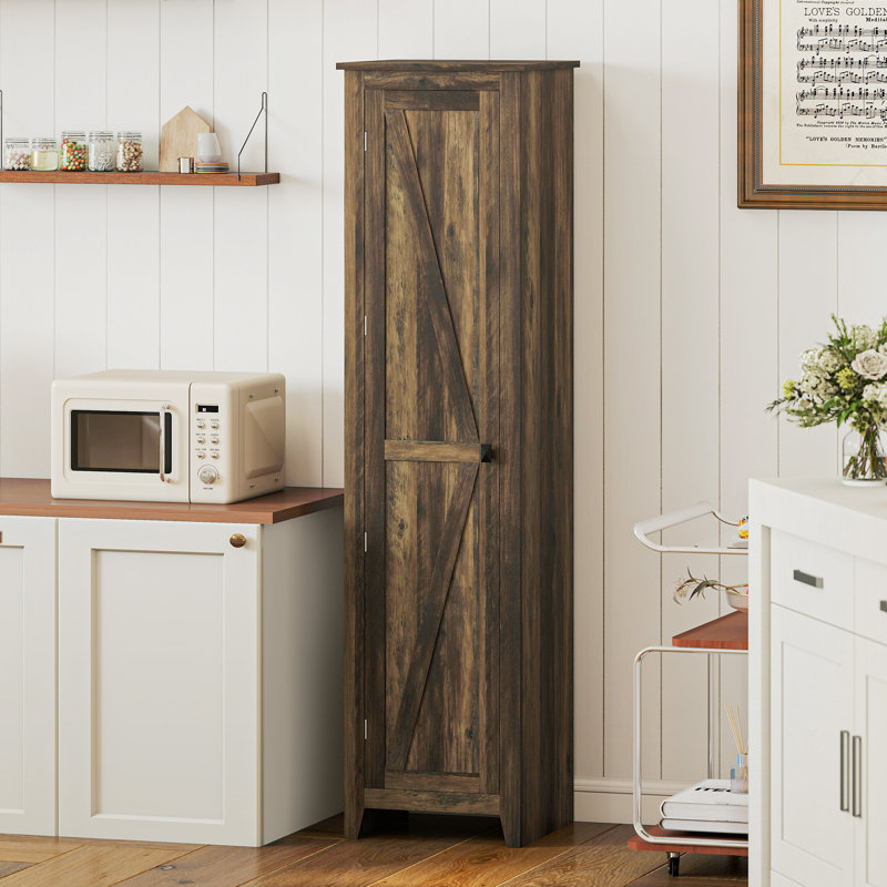 Garde-manger 67 po, armoire de rangement avec porte de grange , Brun